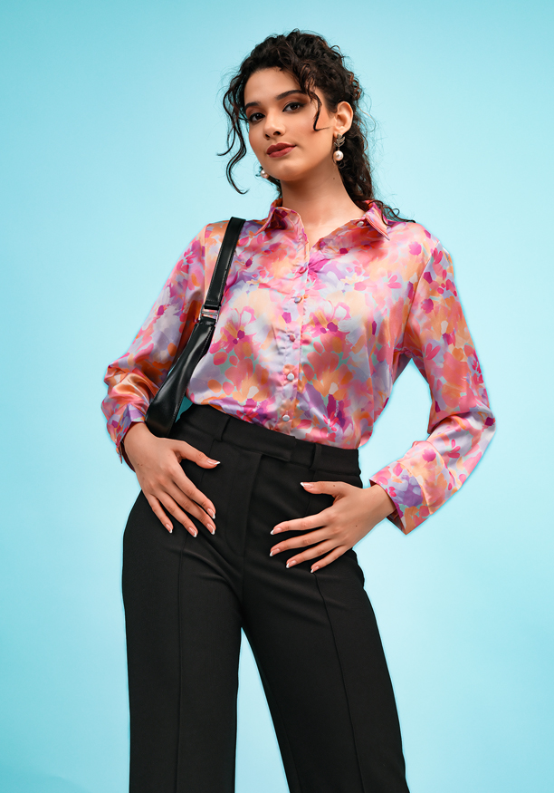 LIA PINK FLORAL SHIRT BLOUSE